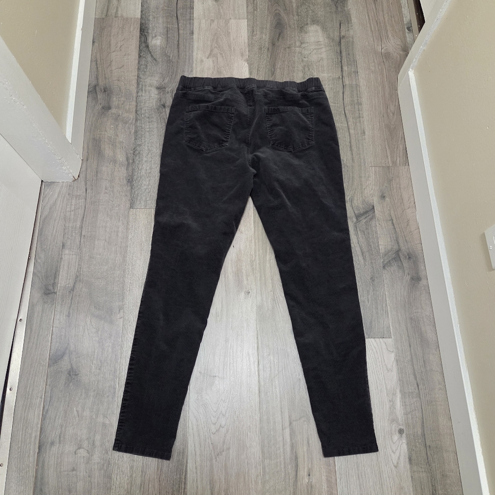 Eileen Fisher Black Corduroy Pull-On Pants Cotton Blend Minimalist Chic Comfort - Picture 8 of 9